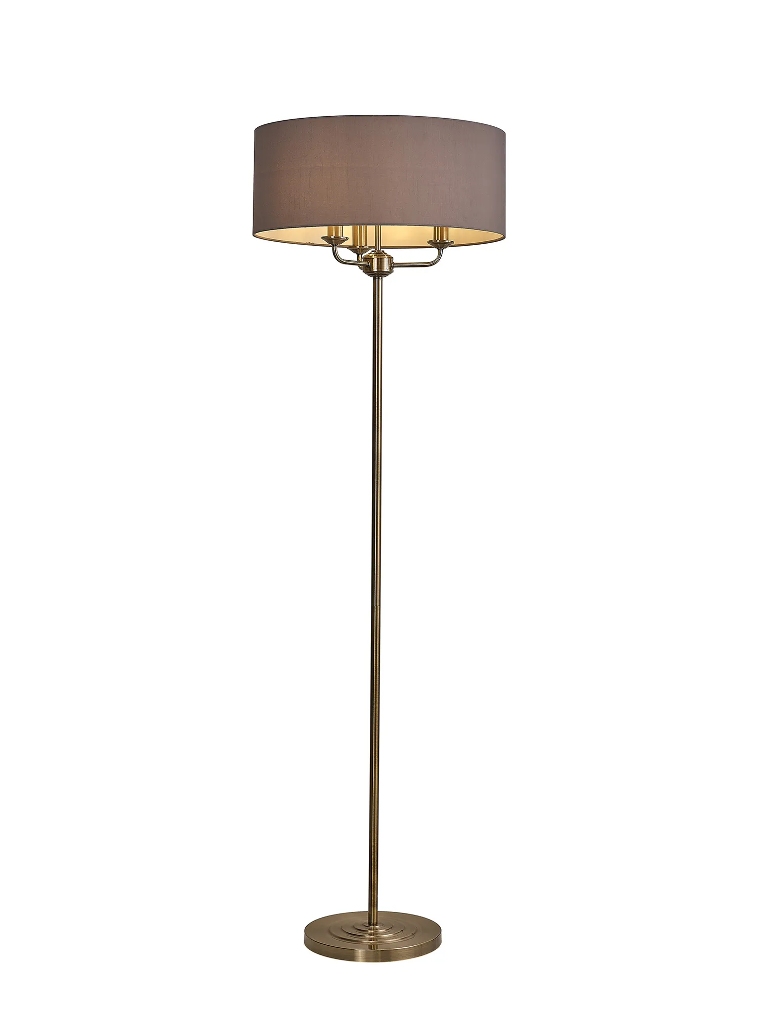 Banyan 45cm 3 Light Floor Lamp Antique Brass; Grey